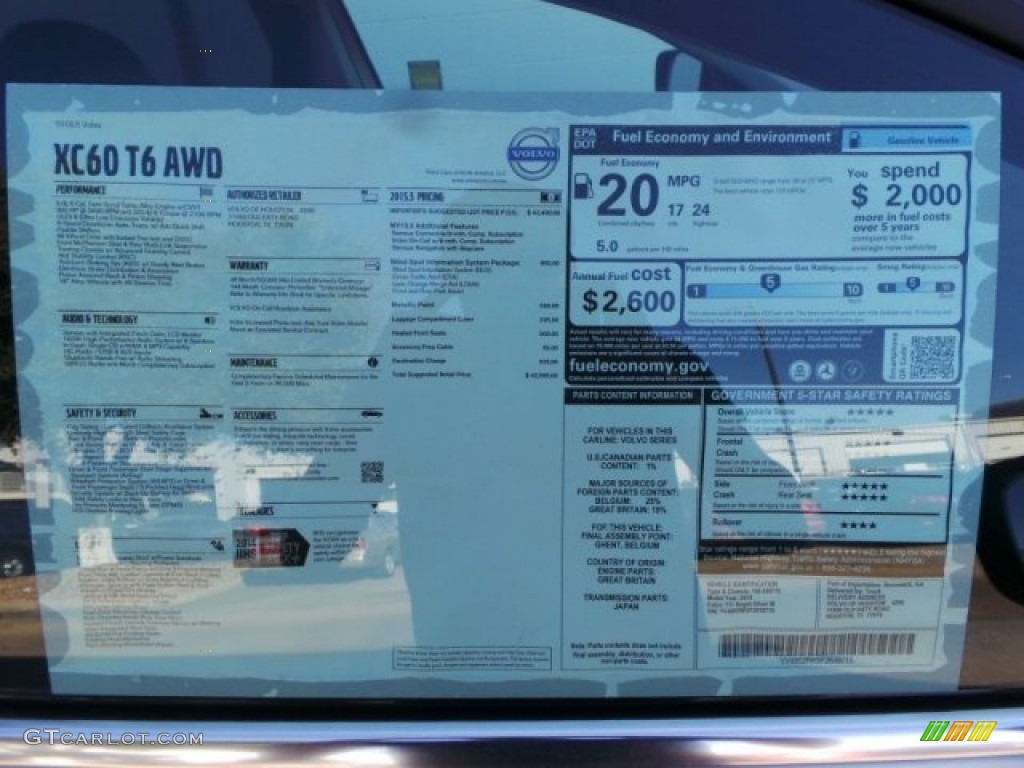 2015 Volvo XC60 T6 AWD Window Sticker Photo #98313939