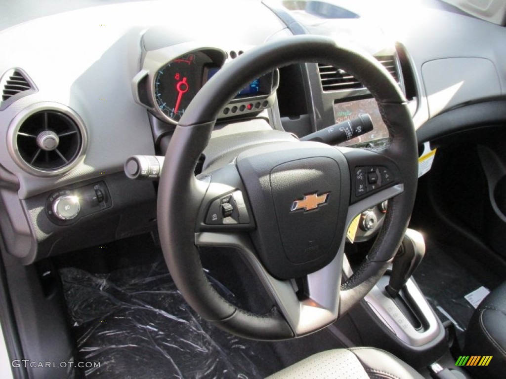 2015 Chevrolet Sonic LTZ Sedan Jet Black/Dark Titanium Steering Wheel Photo #98314756