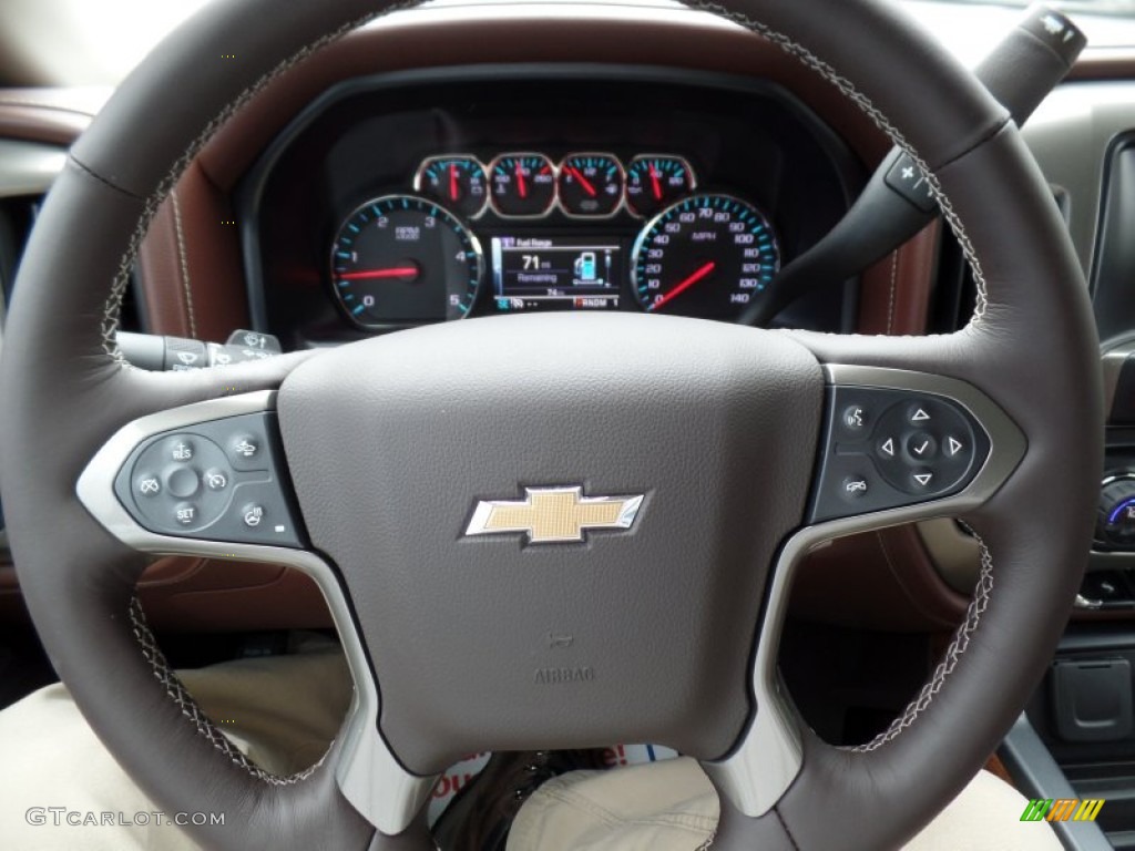 2015 Chevrolet Silverado 2500HD High Country Crew Cab 4x4 High Country Saddle Steering Wheel Photo #98320096