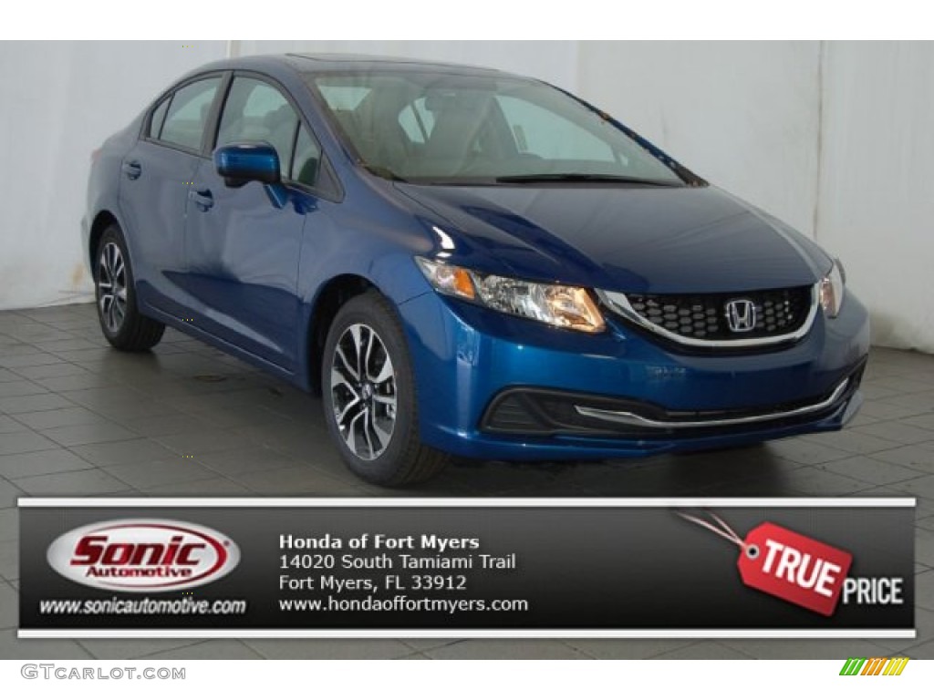 2015 Civic EX Sedan - Dyno Blue Pearl / Gray photo #1