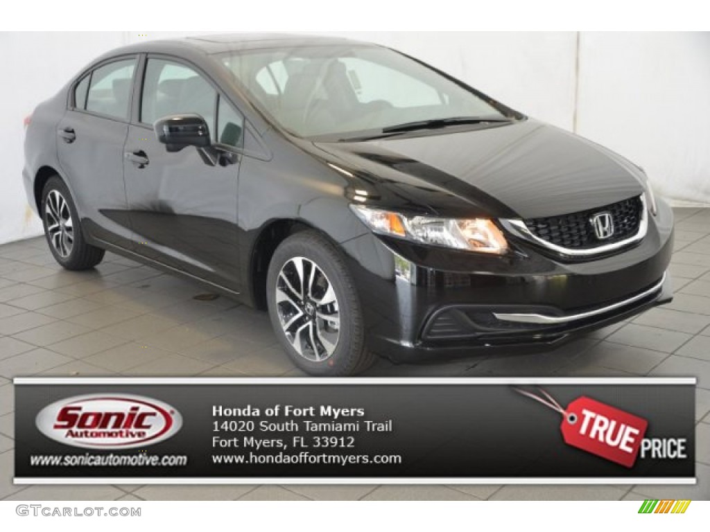 2015 Civic EX Sedan - Crystal Black Pearl / Gray photo #1