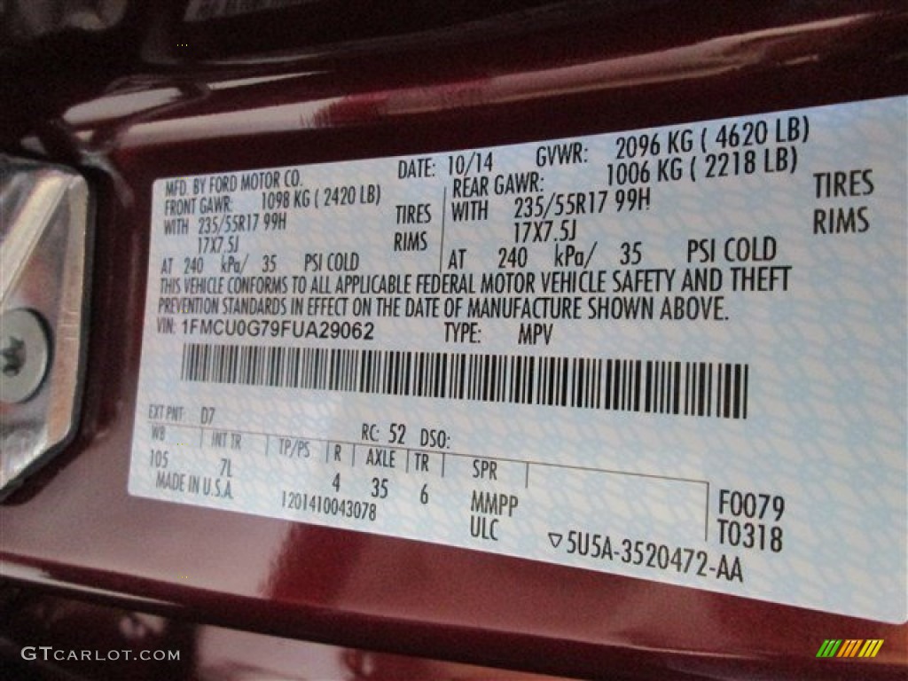 2015 Escape Color Code D7 for Sunset Metallic Photo #98329365