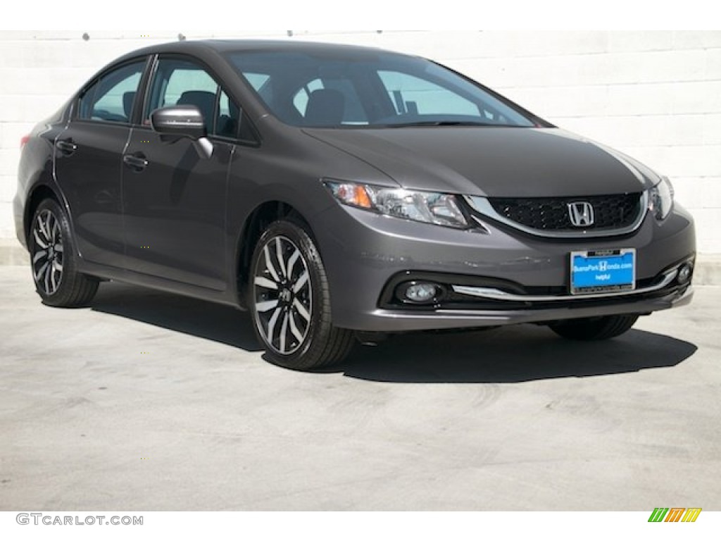 2014 Civic EX-L Sedan - Modern Steel Metallic / Gray photo #1