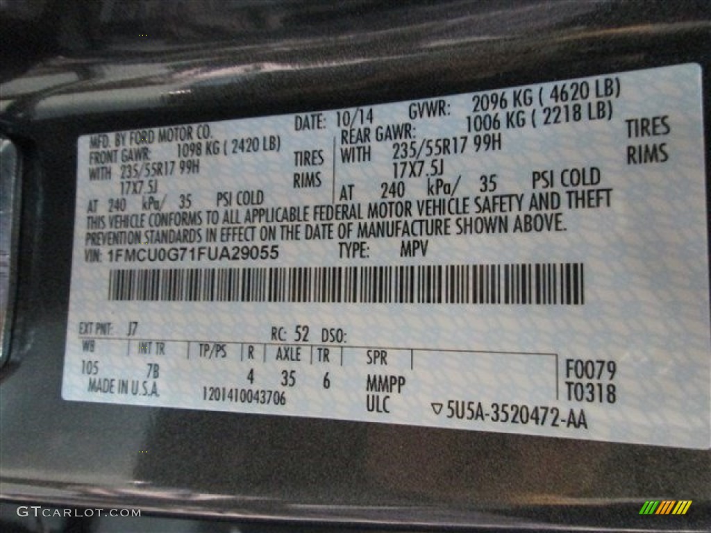 2015 Escape Color Code J7 for Magnetic Metallic Photo #98330994