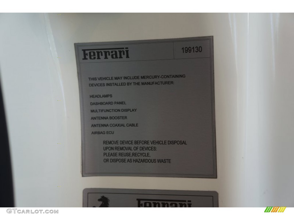 2014 Ferrari 458 Spider Info Tag Photo #98334327