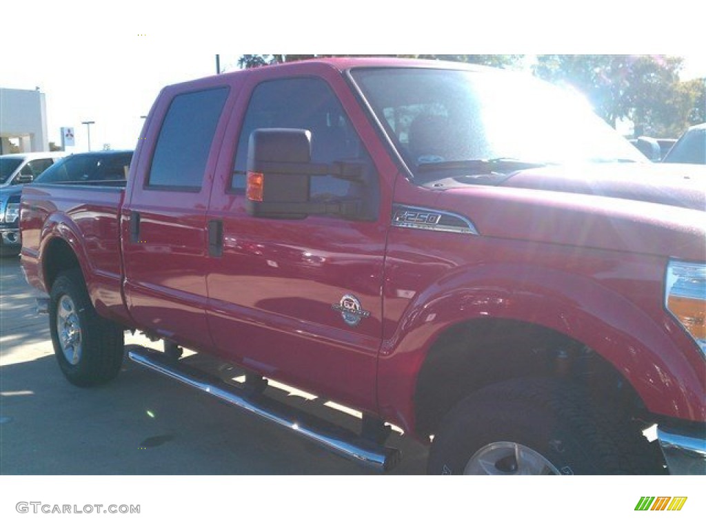 2015 F250 Super Duty XLT Crew Cab 4x4 - Vermillion Red / Steel photo #3