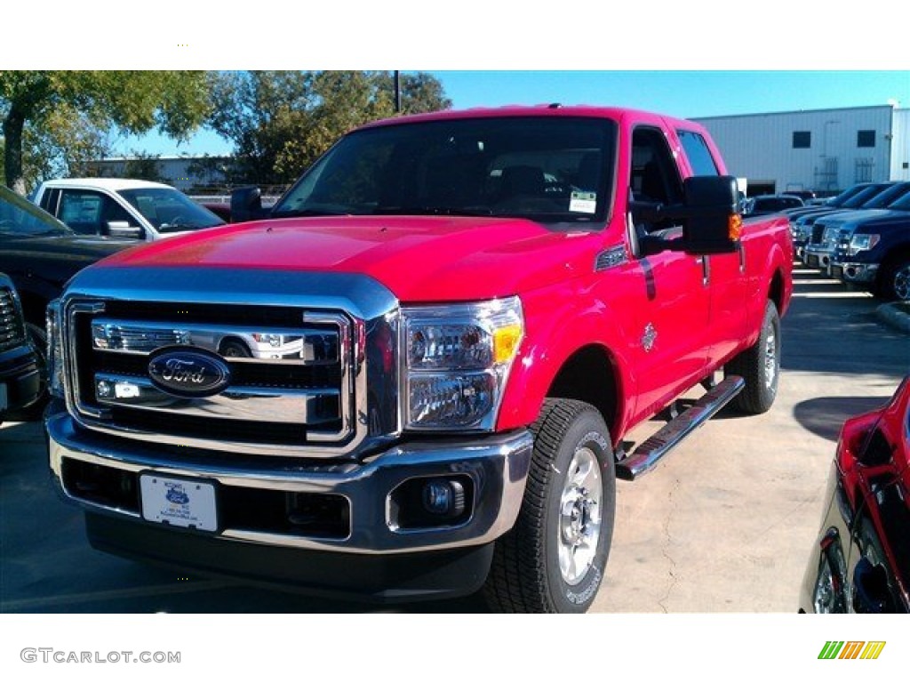 2015 F250 Super Duty XLT Crew Cab 4x4 - Vermillion Red / Steel photo #6