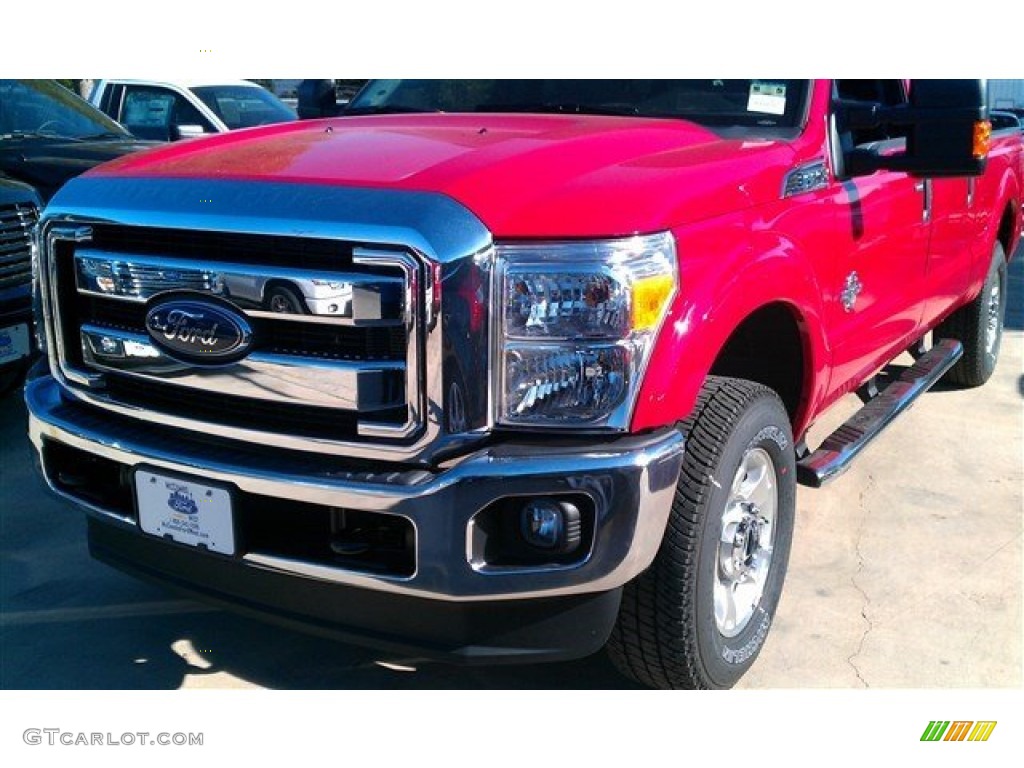 2015 F250 Super Duty XLT Crew Cab 4x4 - Vermillion Red / Steel photo #7