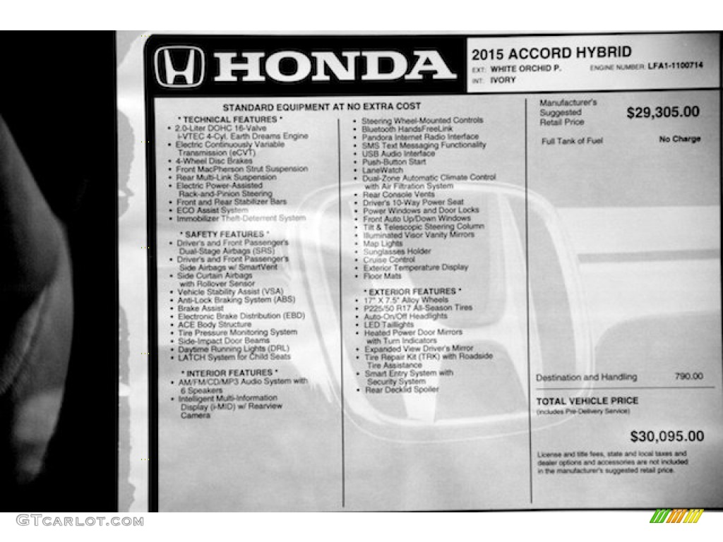 2015 Honda Accord Hybrid Sedan Window Sticker Photo #98344882