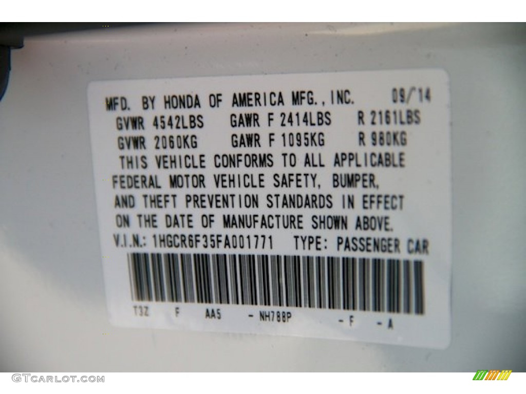 2015 Honda Accord Hybrid Sedan Color Code Photos