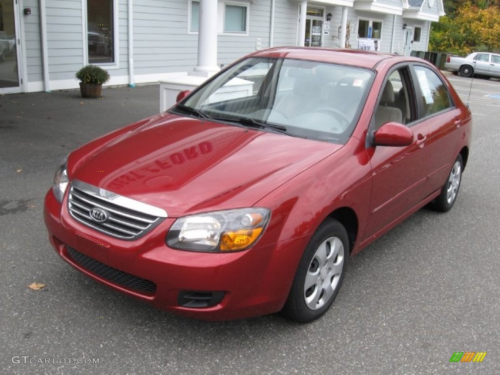 2009 Spectra EX Sedan - Spicy Red Metallic / Beige photo #3