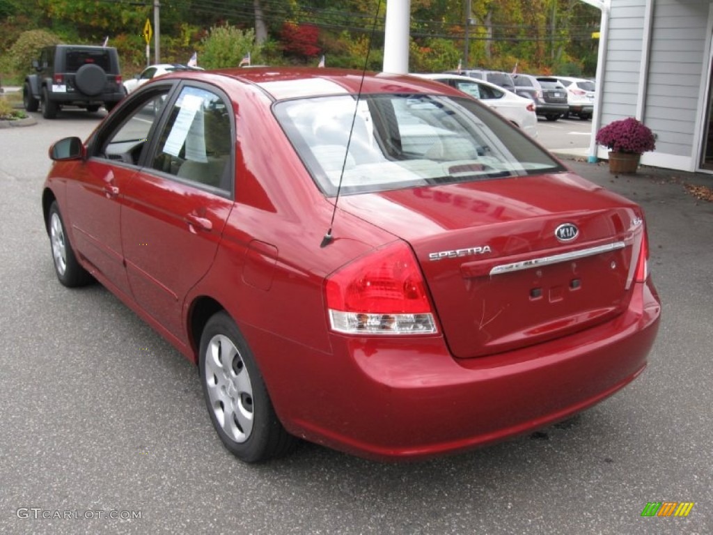 2009 Spectra EX Sedan - Spicy Red Metallic / Beige photo #5