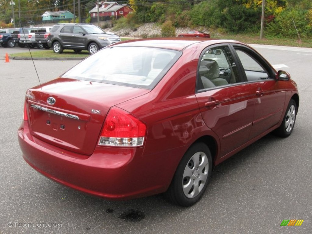 2009 Spectra EX Sedan - Spicy Red Metallic / Beige photo #7