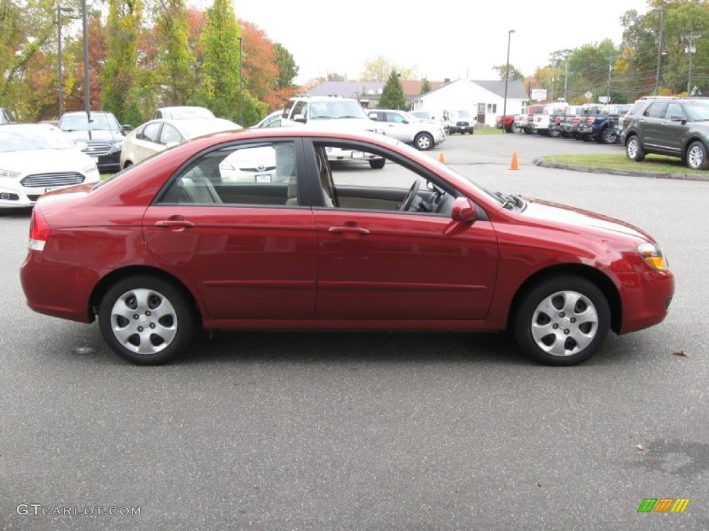 2009 Spectra EX Sedan - Spicy Red Metallic / Beige photo #8