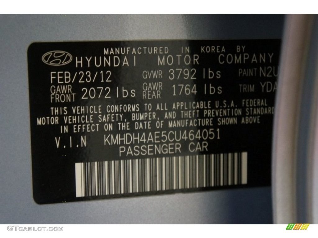 2012 Elantra GLS - Blue Sky Metallic / Beige photo #14