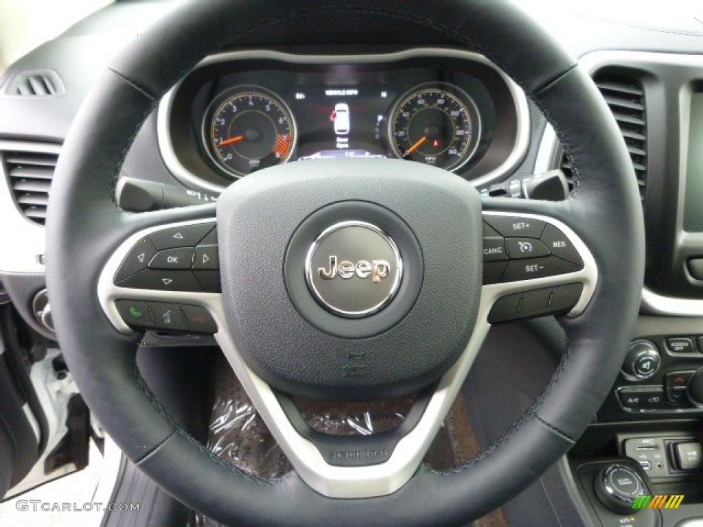 2015 Jeep Cherokee Limited 4x4 Indigo Blue/Brown Steering Wheel Photo #98352543