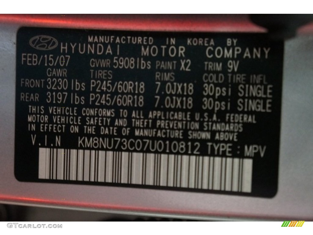 2007 Veracruz GLS AWD - Liquid Silver / Gray photo #13