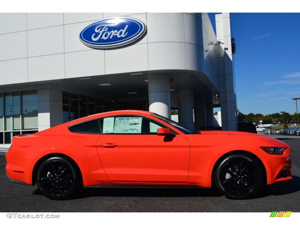 Competition Orange 2015 Ford Mustang EcoBoost Premium Coupe Exterior Photo #98360950