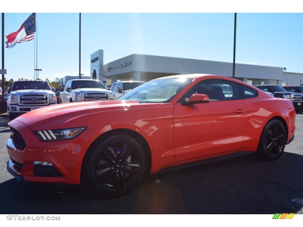 2015 Mustang EcoBoost Premium Coupe - Competition Orange / Ebony photo #3