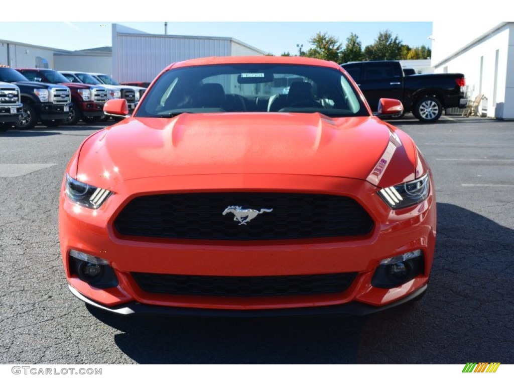 Competition Orange 2015 Ford Mustang EcoBoost Premium Coupe Exterior Photo #98361012