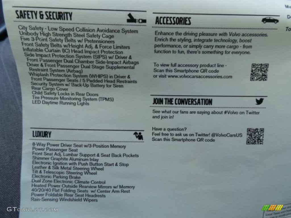 2015 Volvo V60 T5 Drive-E Window Sticker Photo #98369322