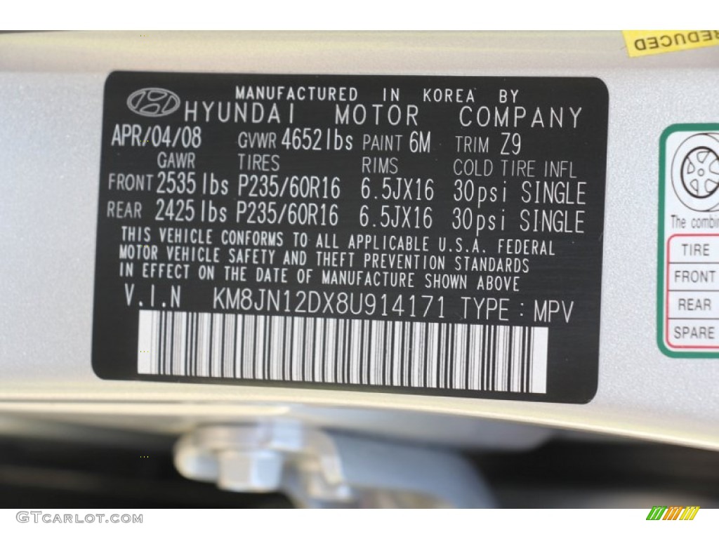 2008 Tucson SE - Platinum Silver / Gray photo #59