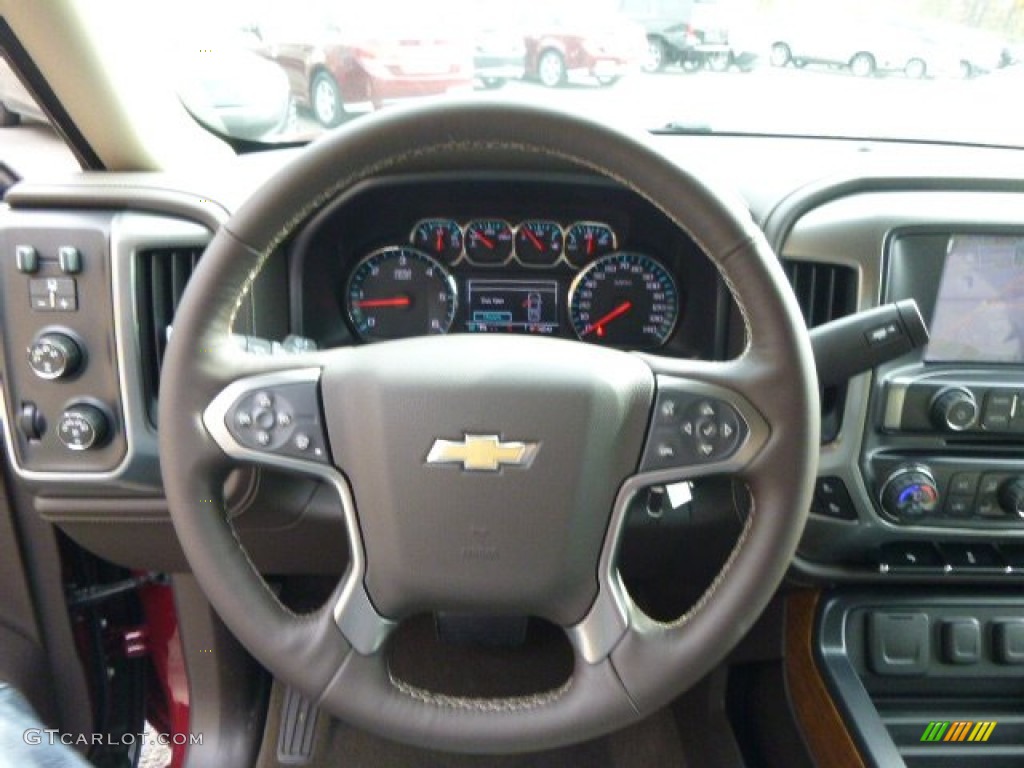 2015 Chevrolet Silverado 1500 LTZ Crew Cab 4x4 Cocoa/Dune Steering Wheel Photo #98374224