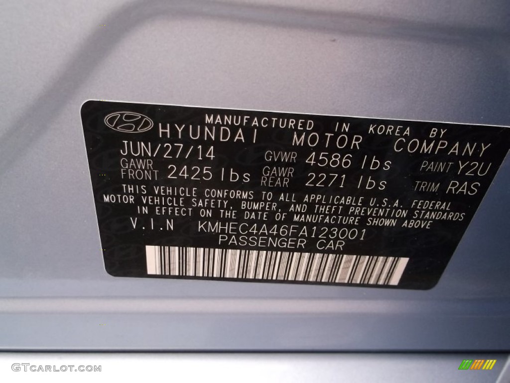 2015 Sonata Hybrid Limited - Blue Sky Metallic / Gray photo #25