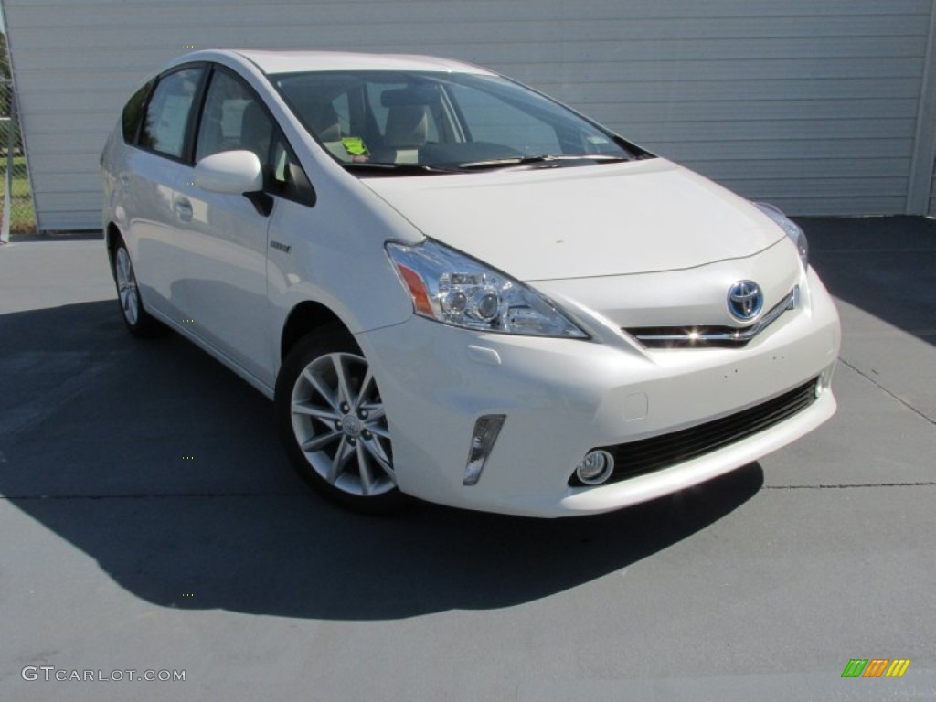 2014 Prius v Five - Blizzard White Pearl / Bisque photo #1