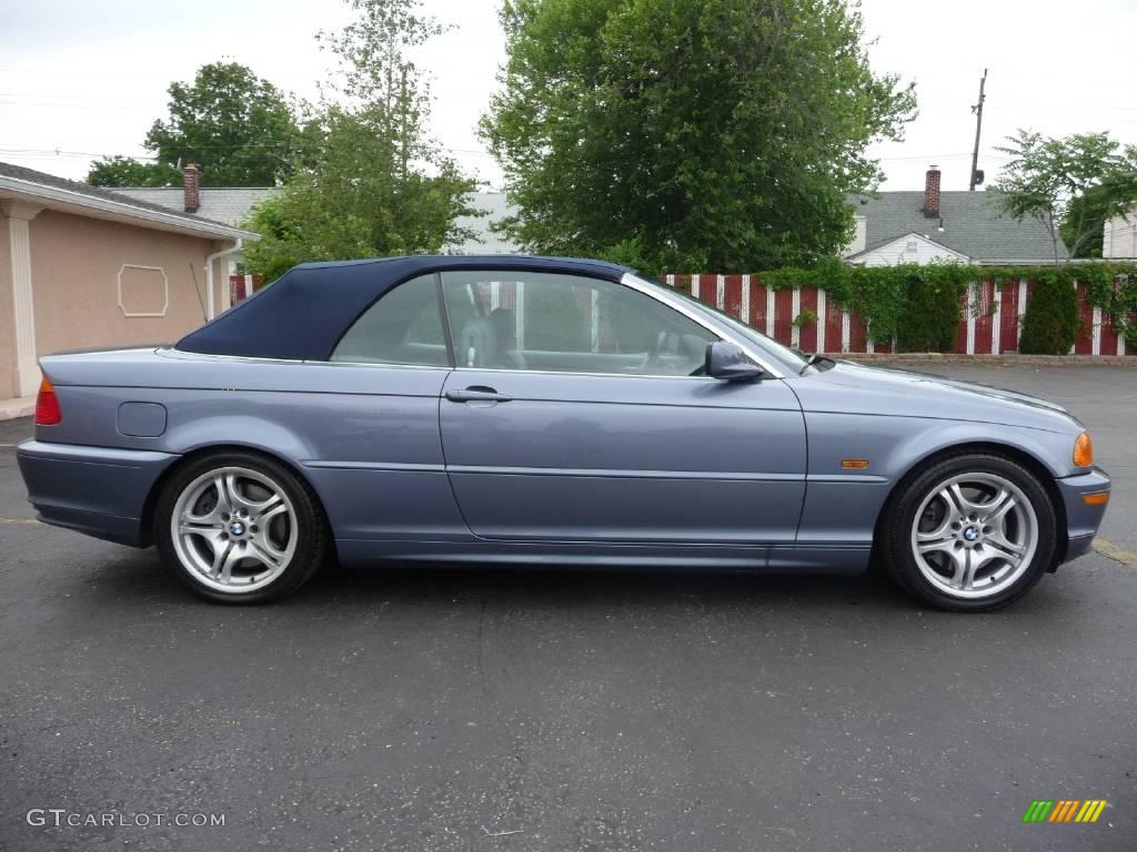 2001 3 Series 330i Convertible - Steel Blue Metallic / Grey photo #11