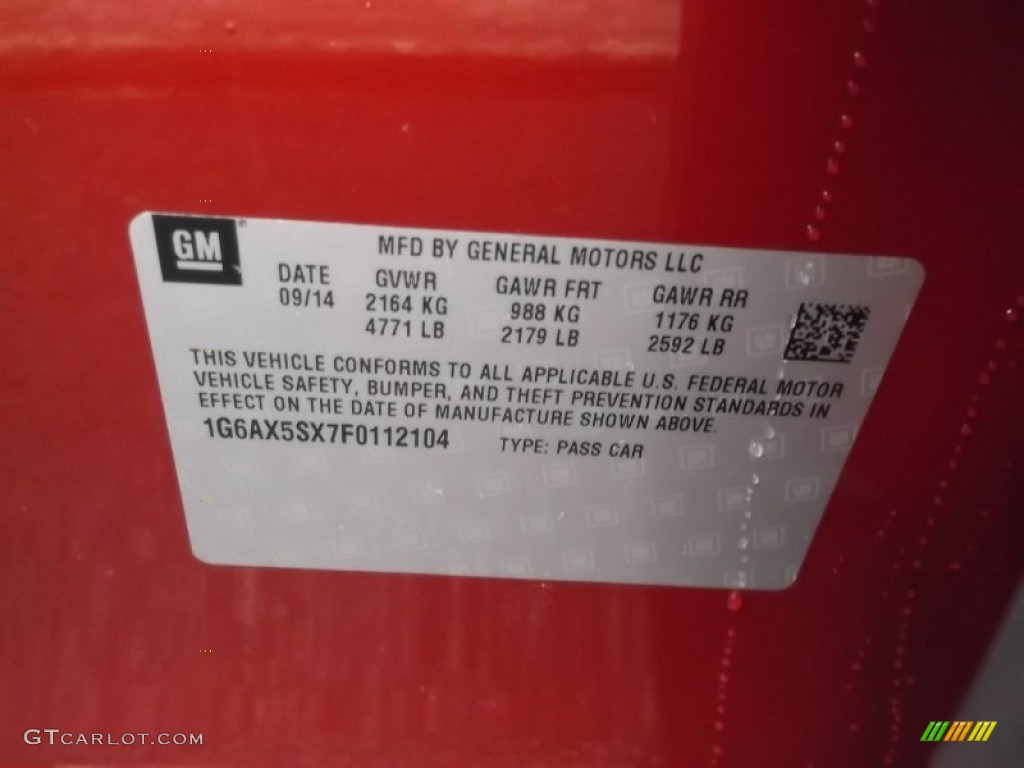 2015 Cadillac CTS 2.0T Luxury AWD Sedan Info Tag Photo #98390530