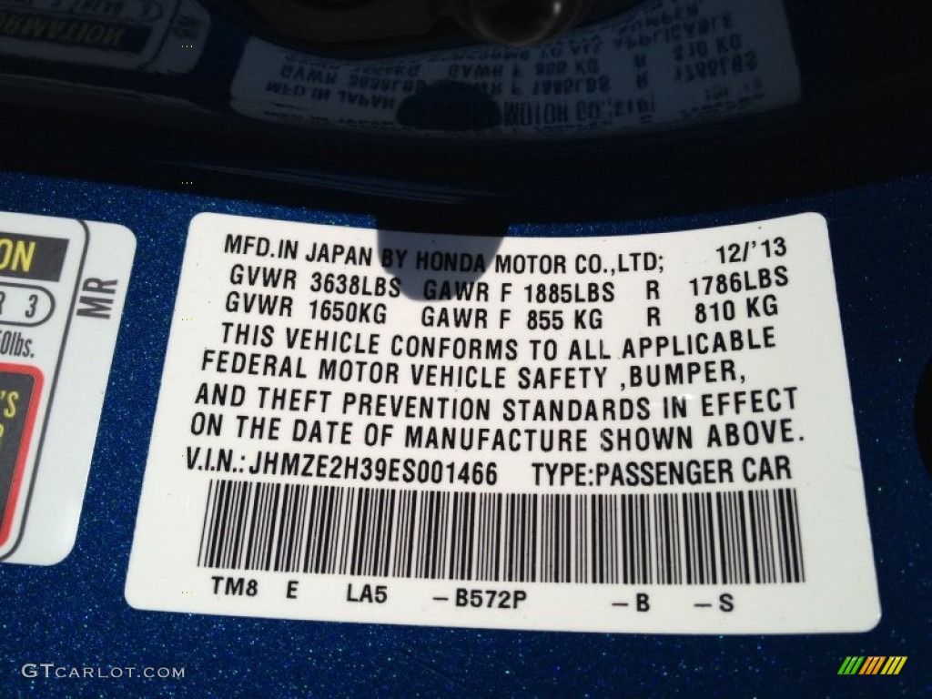 2014 Insight Hybrid - Mediterranean Blue Pearl / Gray photo #4