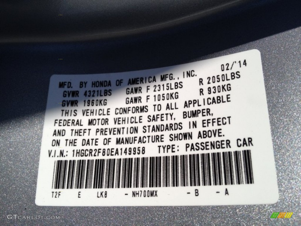 2014 Accord EX-L Sedan - Alabaster Silver Metallic / Gray photo #4
