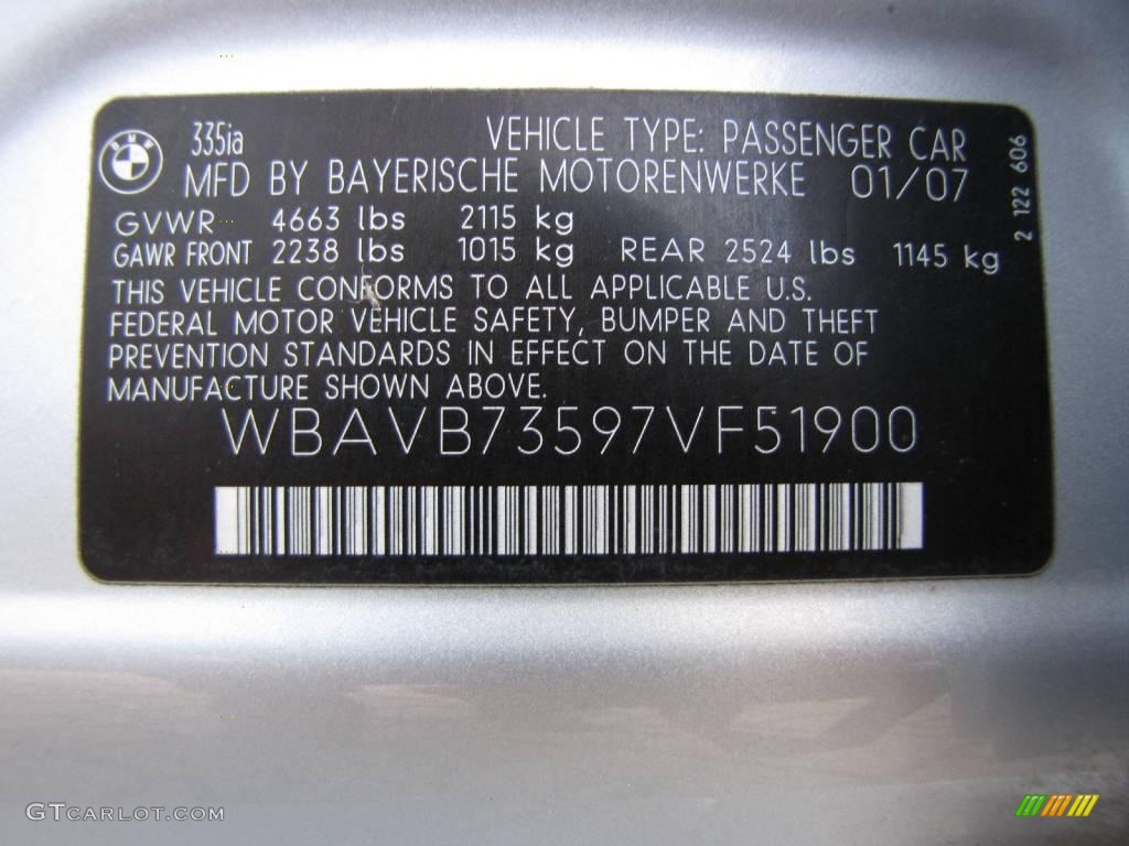 2007 3 Series 335i Sedan - Titanium Silver Metallic / Grey photo #31