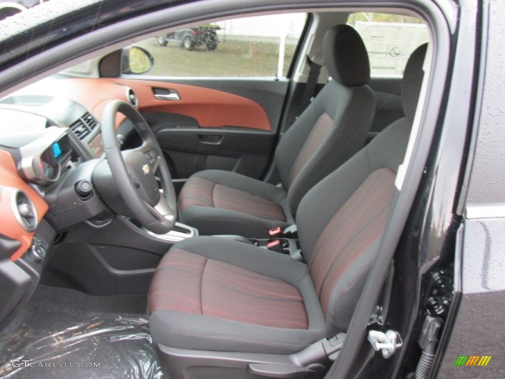 Jet Black/Brick Interior 2015 Chevrolet Sonic LT Sedan Photo #98402374