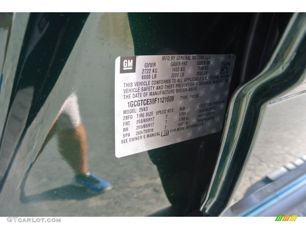 2015 Chevrolet Colorado Z71 Crew Cab 4WD Info Tag Photos