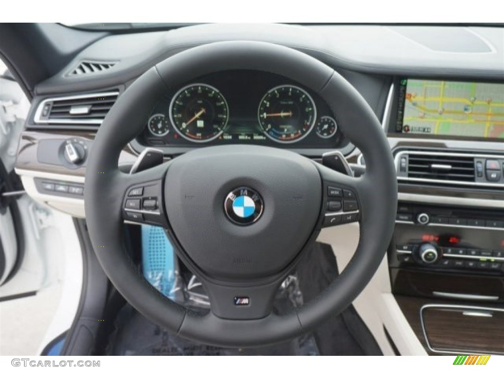 2015 BMW 7 Series 740Li Sedan Ivory White/Black Steering Wheel Photo #98411206