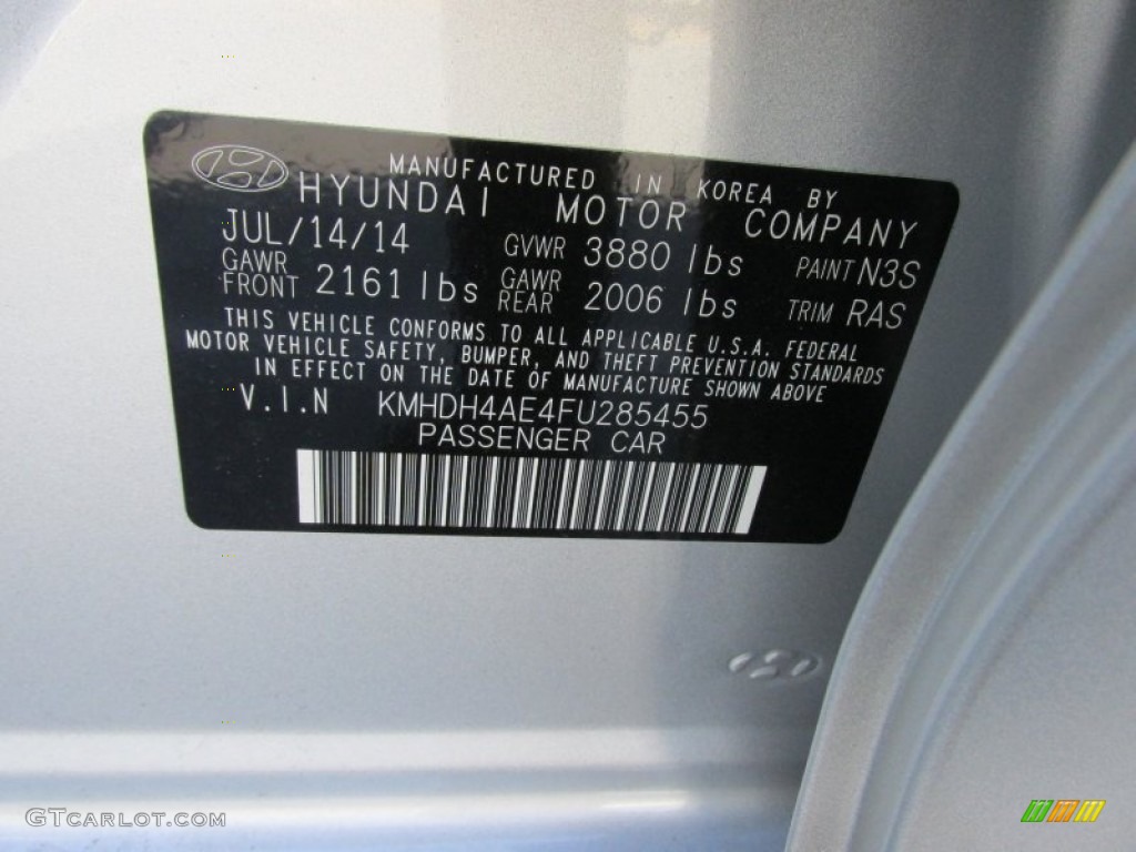2015 Elantra Limited Sedan - Shimmering Air Silver / Gray photo #34