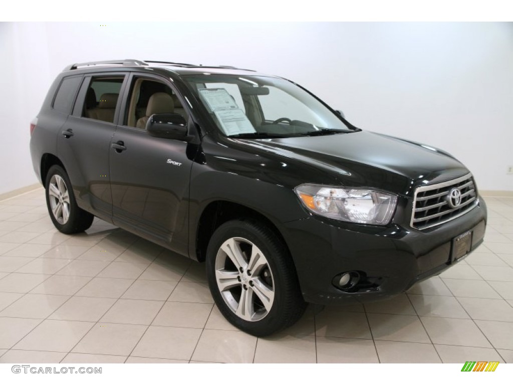 2009 Highlander Sport 4WD - Black / Sand Beige photo #1