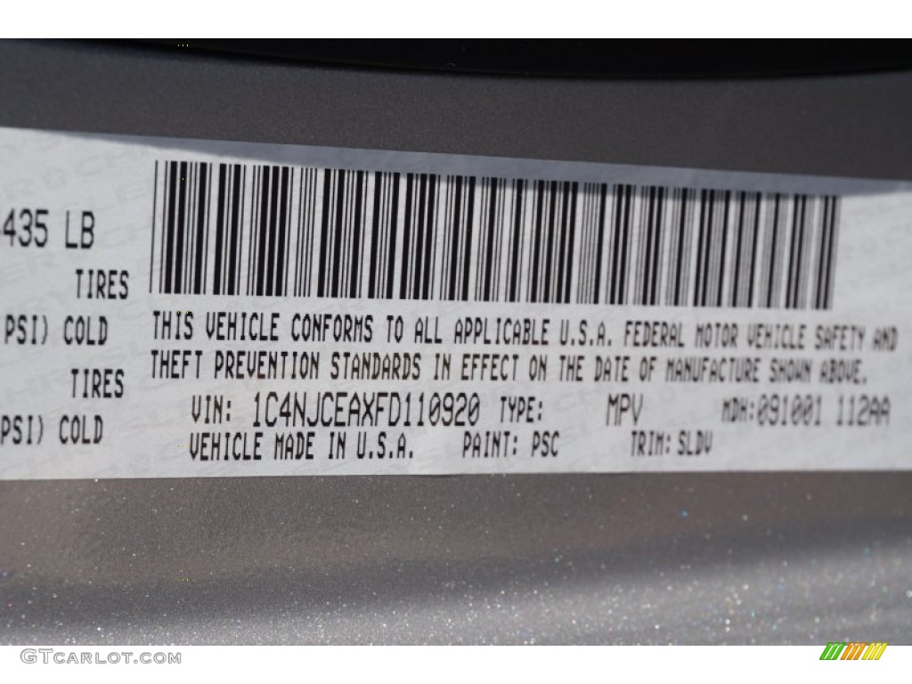 2015 Compass Color Code PSC for Billet Silver Metallic Photo #98421811
