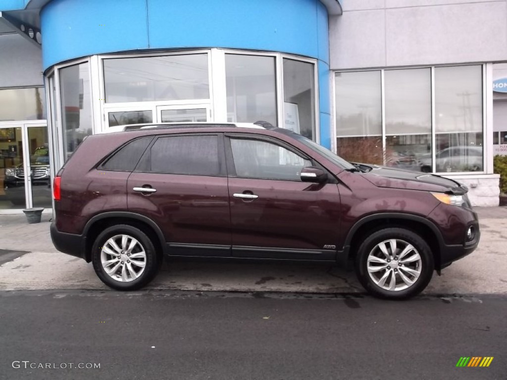 2011 Sorento LX V6 AWD - Dark Cherry / Black photo #2