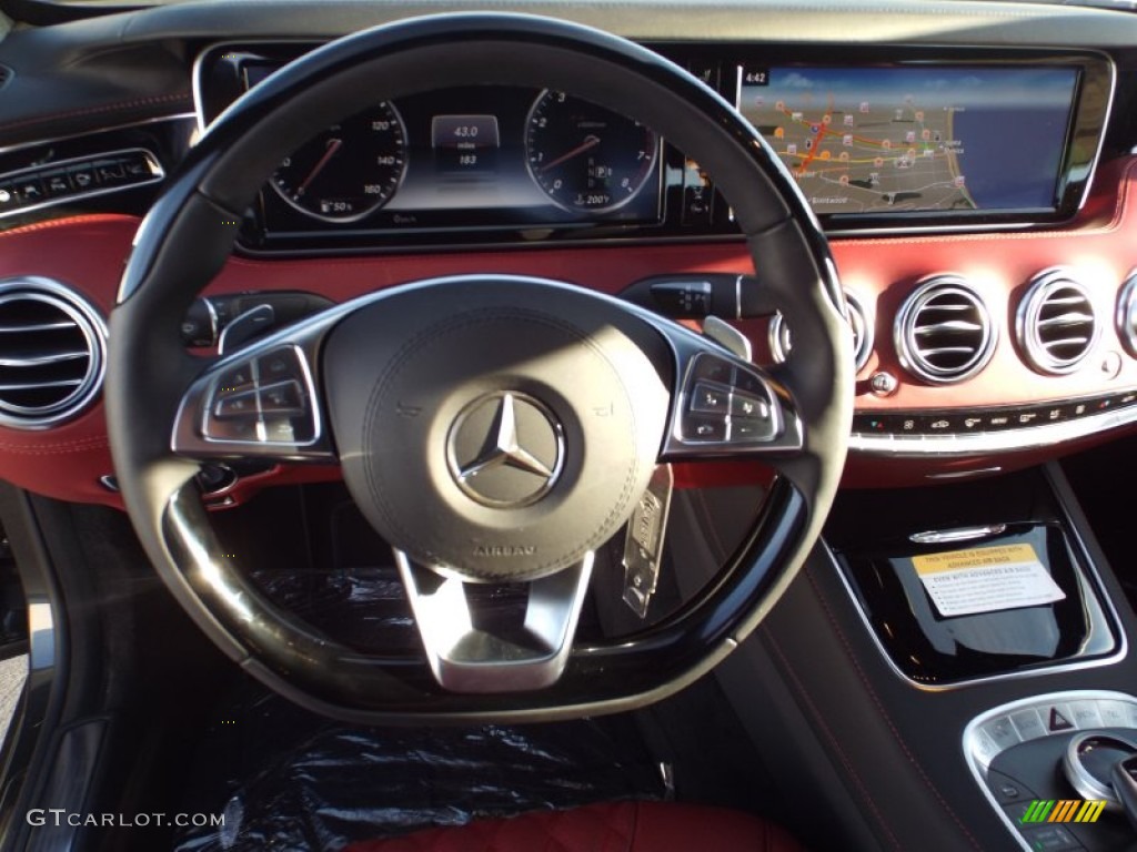 2015 Mercedes-Benz S 550 4Matic Coupe designo Bengal Red/Black Steering Wheel Photo #98448254