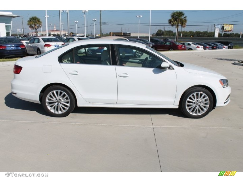 2015 Jetta SE Sedan - Pure White / Cornsilk Beige photo #9