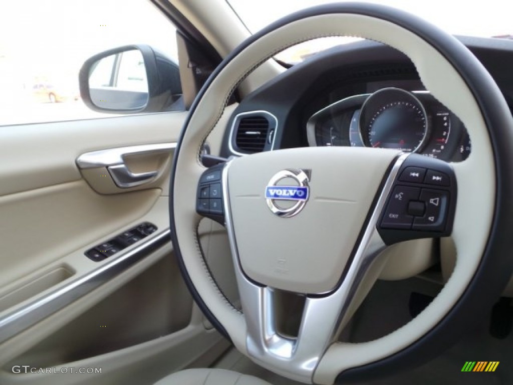 2015 Volvo V60 T5 Drive-E Soft Beige Steering Wheel Photo #98466304