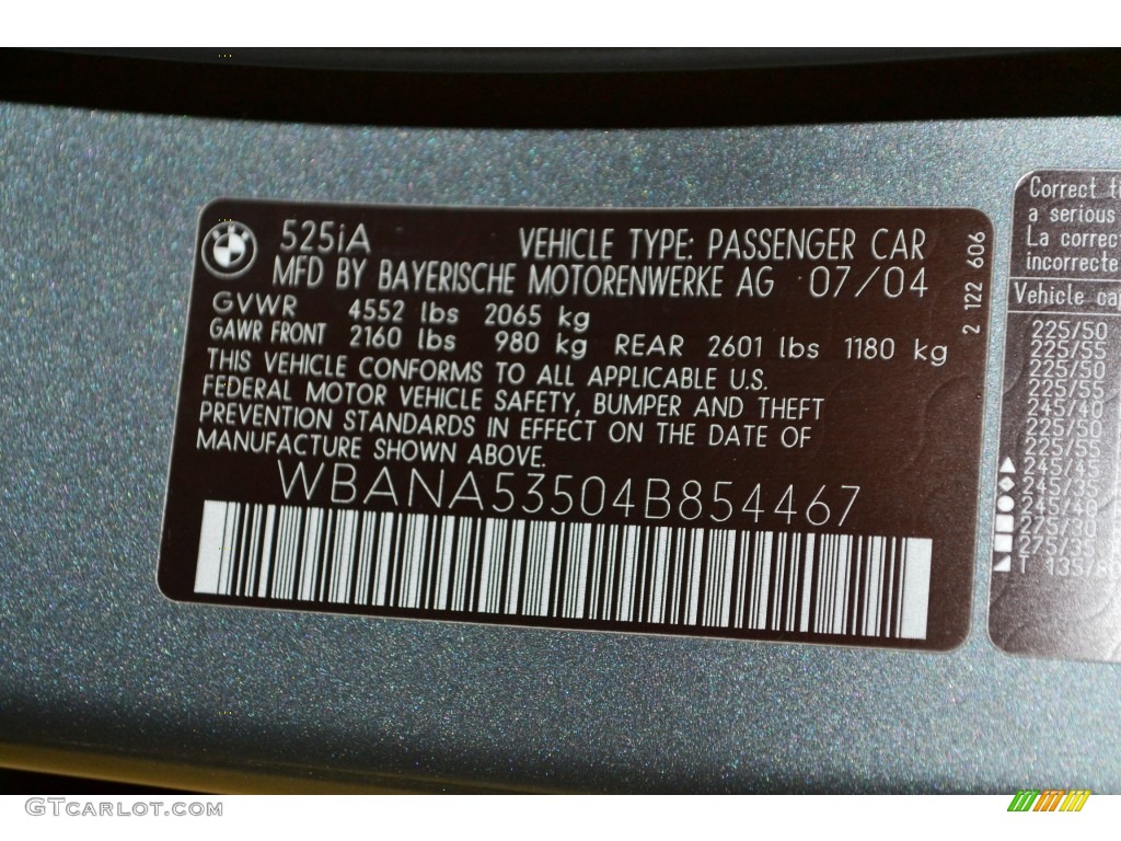 2004 5 Series 525i Sedan - Titanium Grey Metallic / Grey photo #11