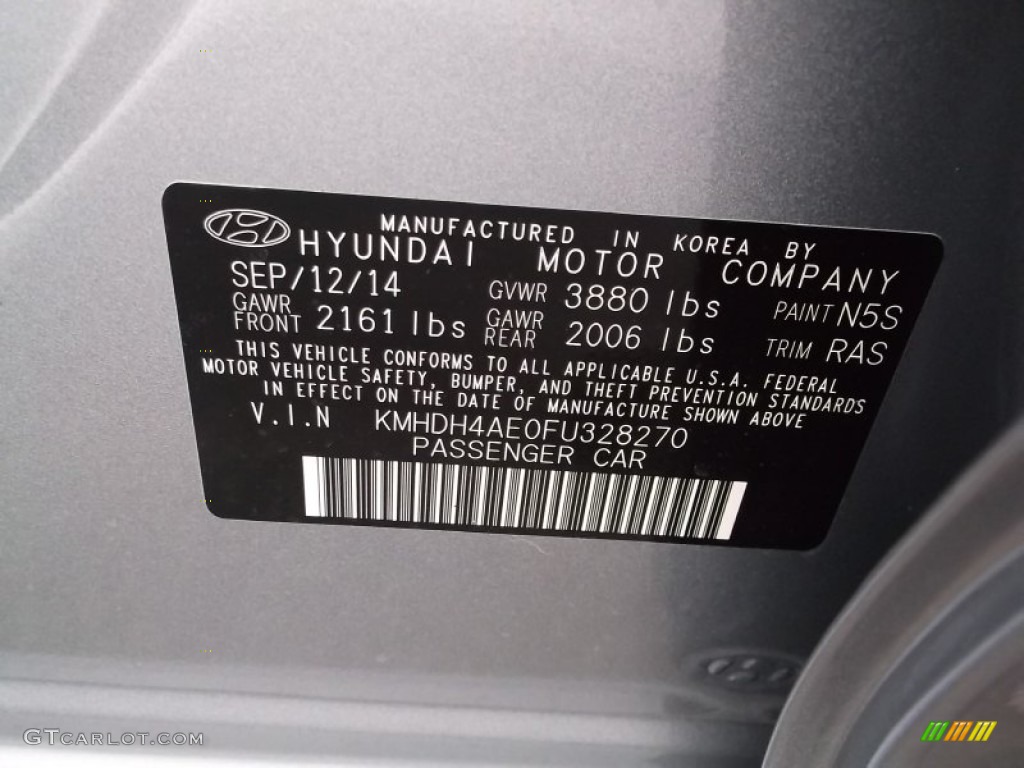 2015 Elantra Limited Sedan - Titanium Gray Metallic / Gray photo #20