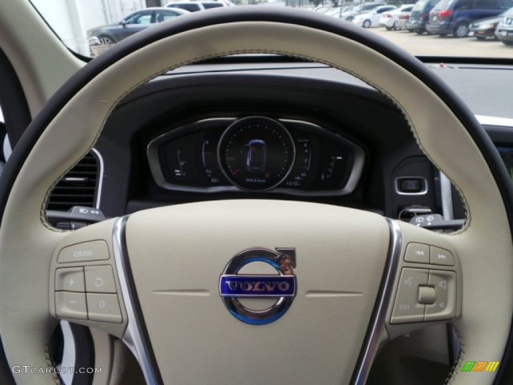 2015 Volvo XC60 T5 Drive-E Soft Beige Steering Wheel Photo #98509184