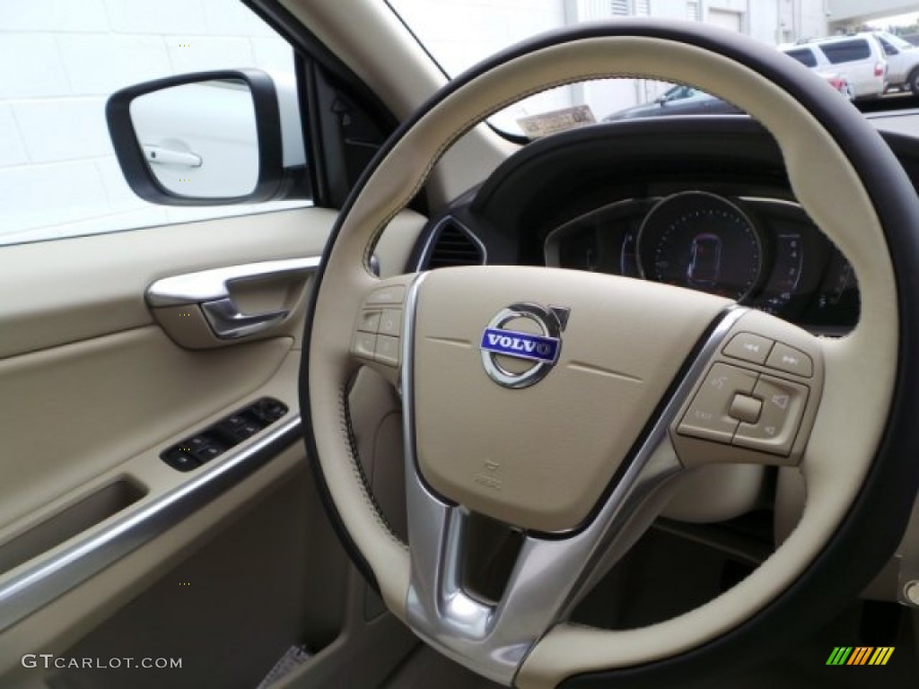 2015 Volvo XC60 T5 Drive-E Soft Beige Steering Wheel Photo #98509295