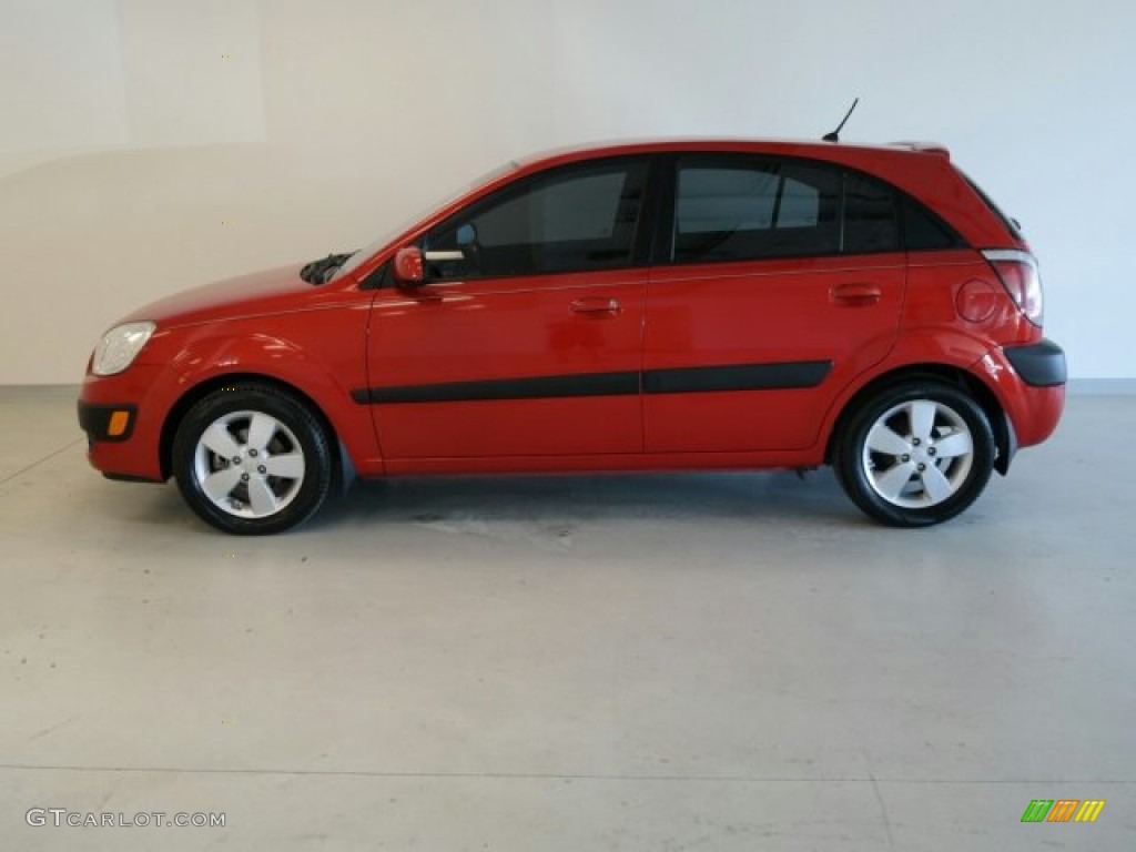 2008 Rio Rio5 SX Hatchback - Tropical Red / Gray photo #8