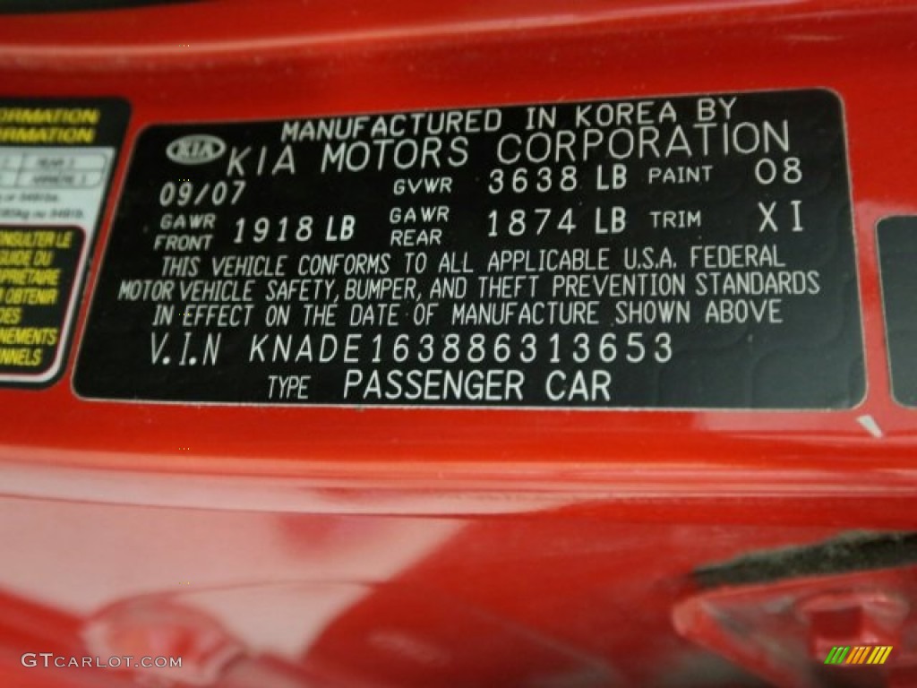2008 Rio Rio5 SX Hatchback - Tropical Red / Gray photo #19